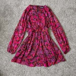 Steve Madden Floral Mini Dress Magenta Festival Boho Whimsygoth Balloon Sleeve S
